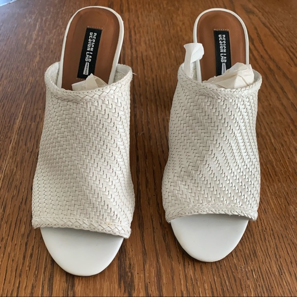 Design Lab Lord &Taylor 4inch Block Heel Woven white Mules Size 10 - Picture 6 of 16